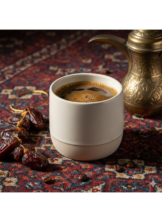Handcrafted Arabic Ceramic Coffee Cup - 230ml Insulated Mug for Ramadan/office/home, Heat-Resistant Tea Cup,1pc - Image 1